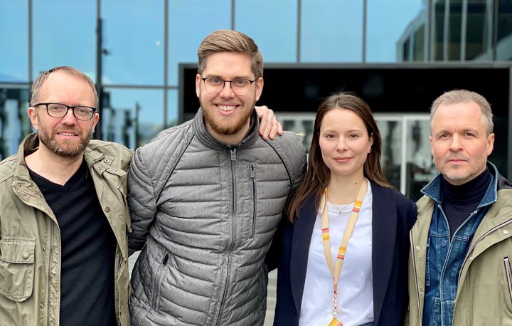 Frá vinstri: Guðmundur Hafsteinsson, Kristján Ingi Mikhaelsson, Sara Björk Másdóttir og Björgvin Guðmundsson.