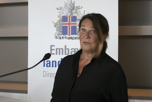 Agnes Agnarsdóttir á fundi dagsins. Mynd: Lögreglan