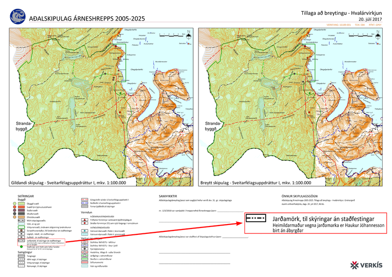 Mynd 5. Aðalskipulagsuppdráttur Árneshrepps, breyting 2018.