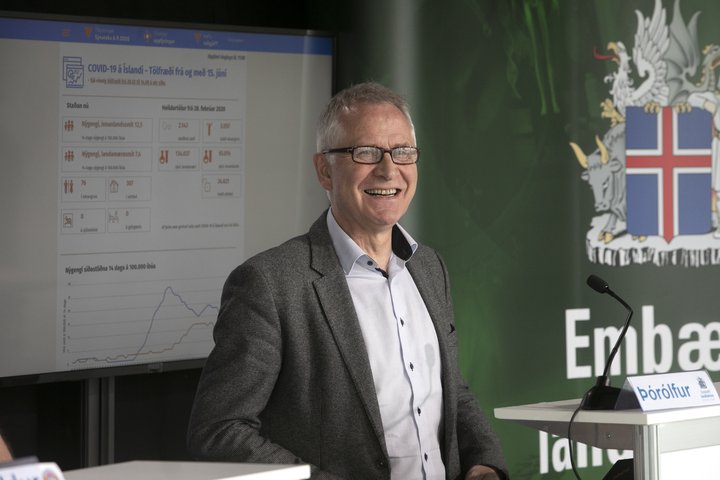 Þórólfur Guðnason sóttvarnalæknir á fundinum í dag.