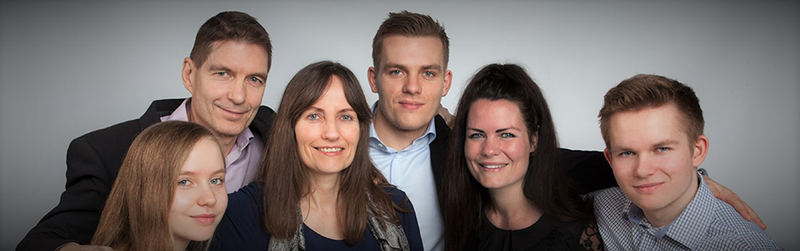 Guðrún Margrét með fjölskyldu sinni.