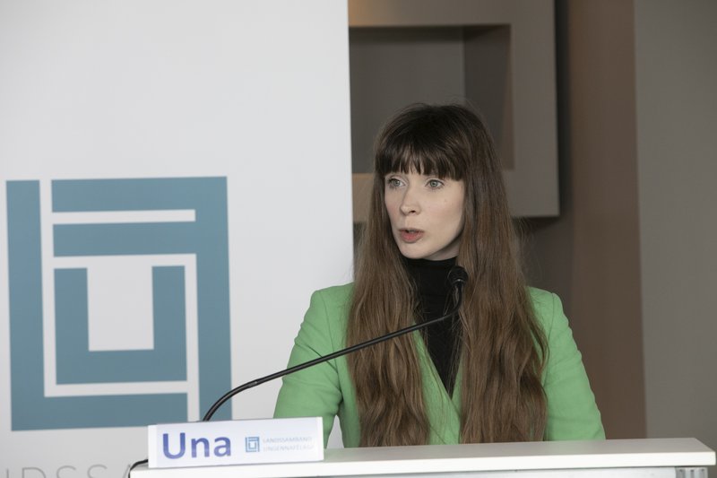 Una Hildardóttir á fundinum í dag. Mynd: Lögreglan.