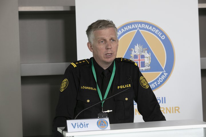 Víðir Reynisson á upplýsingafundi almannavarna í dag.
