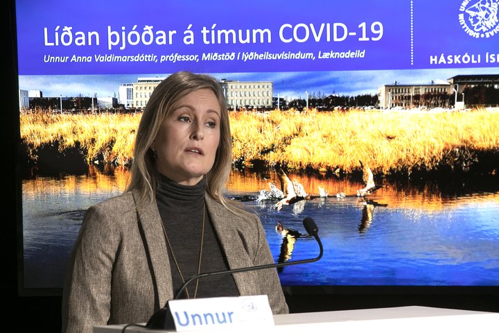 Unnur Anna Valdimarsdóttir á blaðamannafundinum í dag.