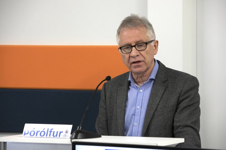 Þórólfur Guðnason sóttvarnalæknir á fundinum í dag.