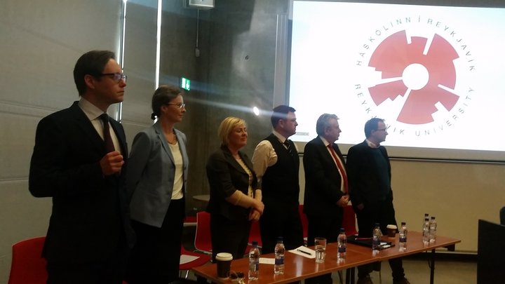 Hrannar Pétursson á fundinum í dag þar sem hann tilkynnti að hann væri hættur við framboð.