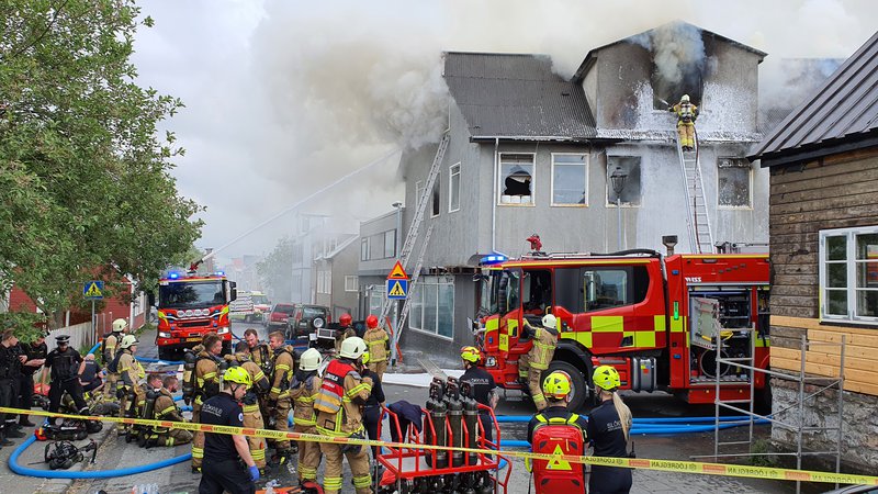 Um 70 manns voru skráðir til heimilis að Bræðraborgarstíg 1 er bruninn varð. Mynd: Lögreglan