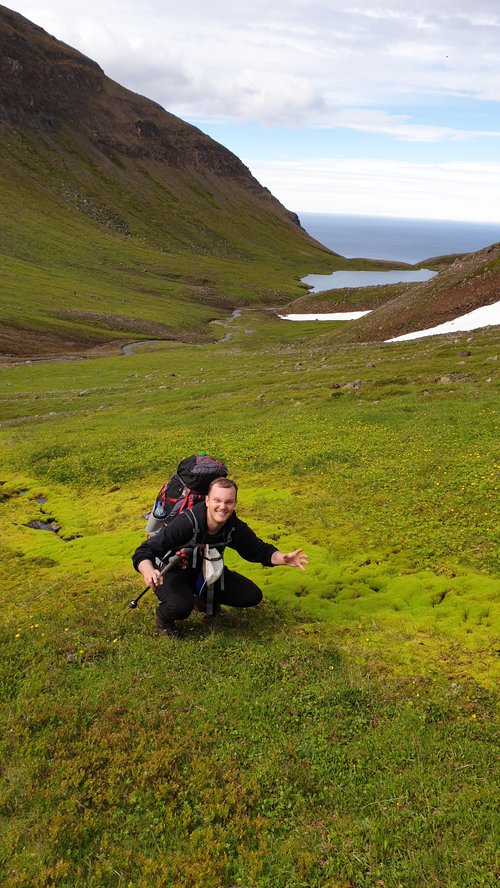 Kolbeinn var frelsinu feginn eftir einangrunina. Hann fór m.a. í göngu á Norðurlandi í sumar. Mynd: Aðsend