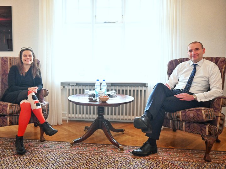 Katrín og Guðni Th. á Bessastöðum í morgun.