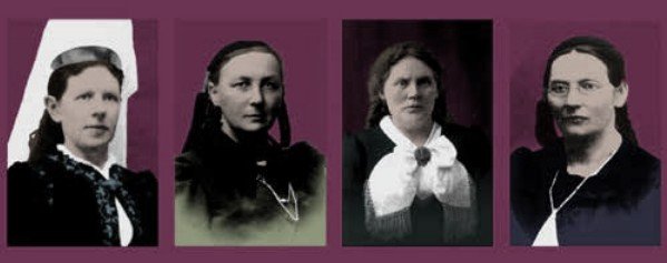 Fyrstu konurnar í bæjarstjórn - Katrín Magnússon, Þórunn Jónassen, Bríet Bjarnhéðinsdóttir og Guðrún Björnsdóttir.