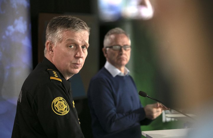 Víðir Reynisson, yfirlögregluþjónn og Þórólfur Guðnason sóttvarnalæknir.