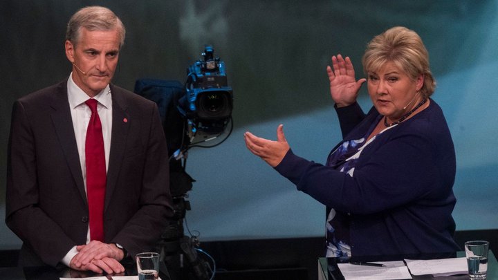 Annað hvort Jonas Gahr Støre og Erna Solberg eru talin langlíklegust til að verða forsætisráðherrar eftir kosningarnar. 