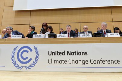 Halldór Þorgeirsson (lengst til hægri) við háborðið í loftslagsviðræðum á vegum Sameinuðu þjóðanna.