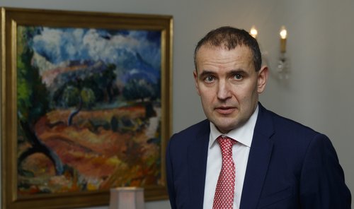 Guðni Th. Jóhannesson ávarpaði fjölmiðlafólk á Bessastöðum í dag.