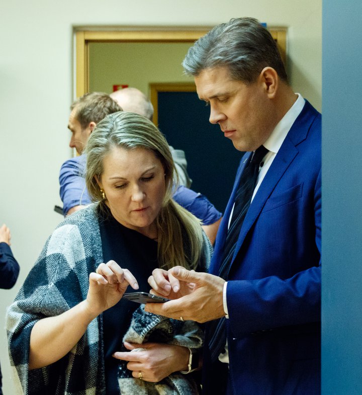 Svanhildur Hólm Valsdóttir ásamt Bjarna Benediktssyni.