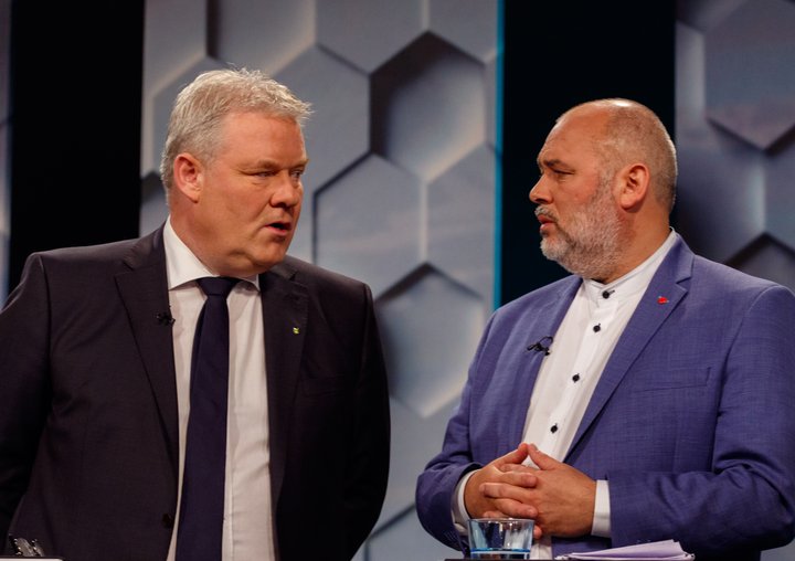 Sigurður Ingi Jóhannsson, formaður Framsóknarflokksins, og Logi Einarsson, formaður Samfylkingarinnar í kosningabaráttunni haustið 2017. Flokkar þeirra hafa nánast skipt um fylgi á síðustu fjórum árum.