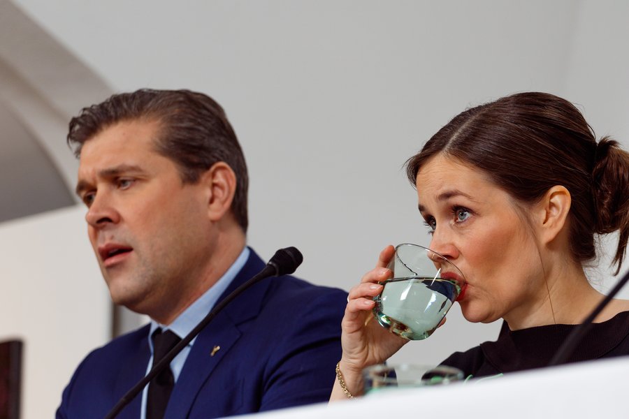 Mynd: Birgir Þór Harðarson Bjarni Benediktsson Katrín Jakobsdóttir forsætisráðherra