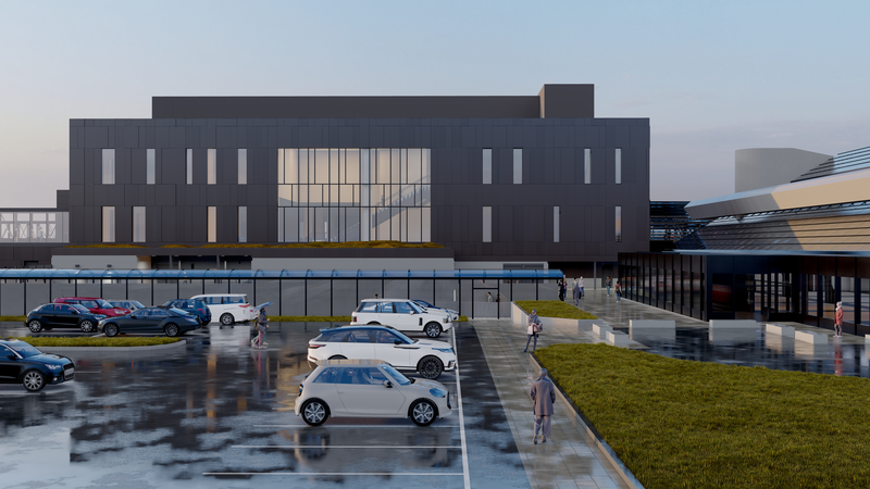 Framkvæmdir við austurálmu Flugstöðvar Leifs Eiríkssonar standa nú yfir. Hún mun líta svona út. Mynd: Isavia