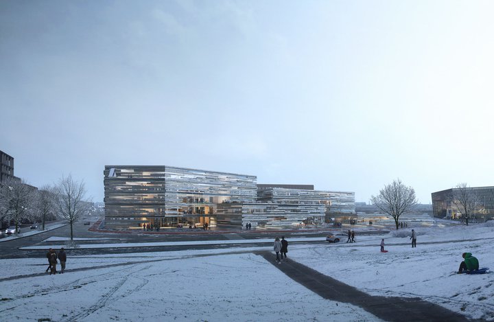 Tölvuteikning af nýja Landsbankahúsinu við Austurhöfn, eins og fyrirséð er að það muni líta út.