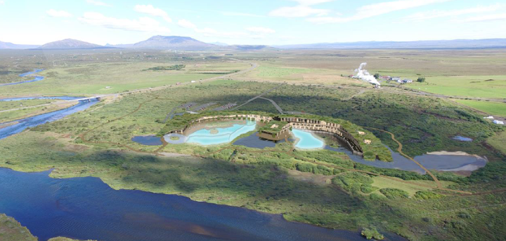 Hótelið og baðlónin tvö eru fyrirhuguð við Brúará sem er miðja vegu milli Laugarvatns og Úthlíðar.