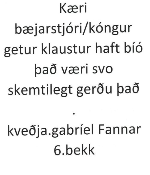 Bréf Gabríels Fannars til sveitarstjórans.