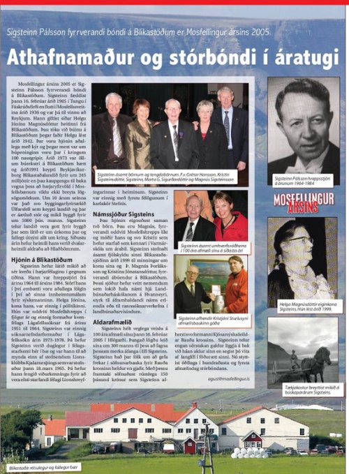 Sigsteinn Pálsson var valinn Mosfellingur ársins 2005. Á því ári varð hann hundrað ára. Skjáskot: Mosfellingur