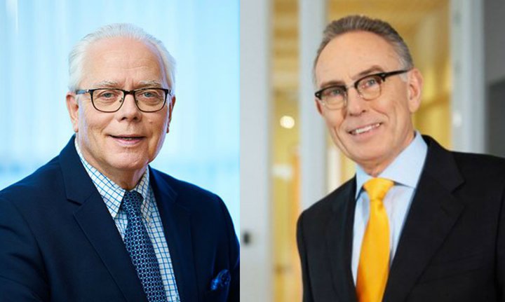 Friðrik Sophusson, stjórnarformaður Íslandsbanka og Brynjólfur Bjarnason, stjórnarformaður Arion banka.