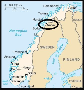 Hafnarborgin Narvik var gríðarlega mikilvæg fyrir Þjóðverja til að halda uppi flutningi á járngrýti frá Svíþjóð.