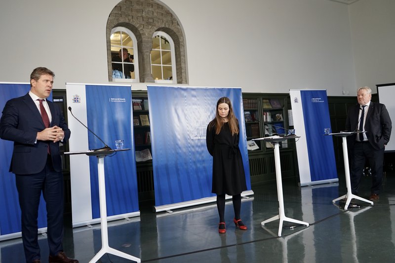 Bjarni Benediktsson fjármála- og efnahagsráðherra, Katrín Jakobsdóttir forsætisráðherra og Siguðrur Ingi Jóhannsson innviðaráðherra. Mynd: Bára Huld Beck