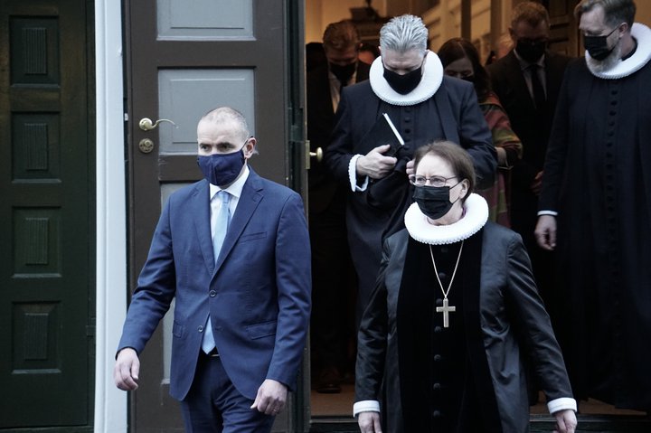 Agnes M. Sigurðardóttir, biskup Íslands, ásamt Guðna Th. Jóhannessyni, forseta Íslands, við þingsetningu Alþingis í nóvember í fyrra.