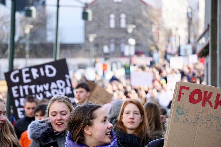 Ungmenni mótmæla aðgerðum stjórnvalda í loftslagsmálum 15. mars 2019