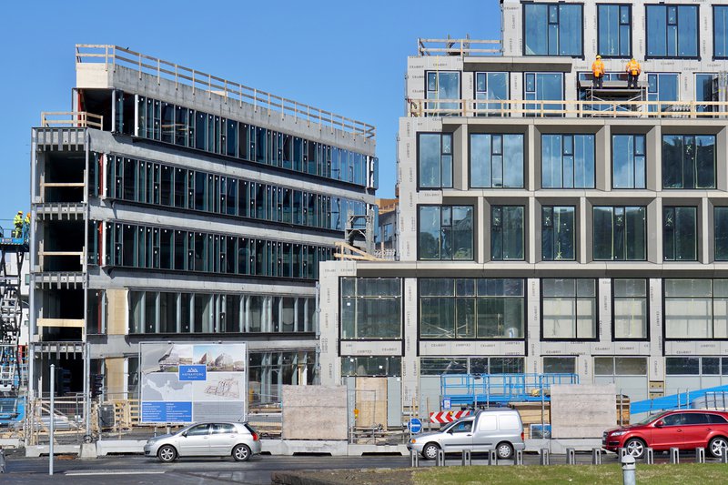 Hafnartorg í miðborginni, á uppbyggingartíma.