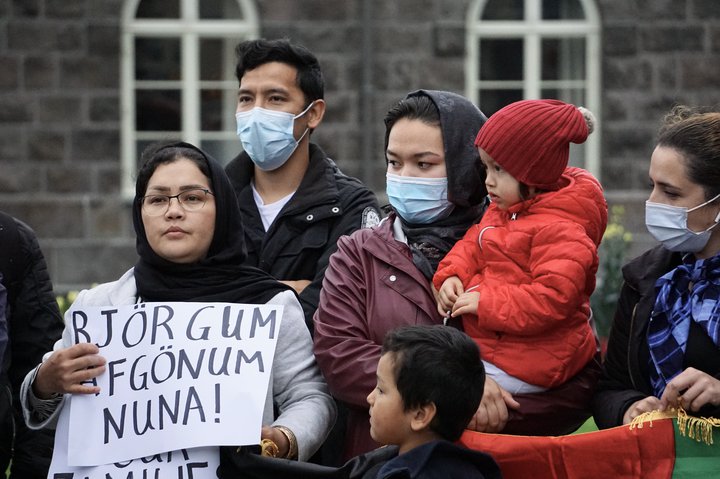 Afganir og aðstandendur þeirra mættu á Austurvöll í vikunni.