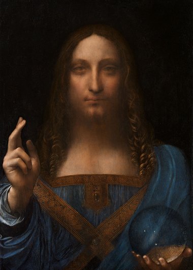 Salvator Mundi var talið glatað í margar aldir þangað til að það kom fram á ný árið 2011. Það þykir bra öll helstu einkenni Leonardos og er nú orðið dýrasta listaverk allra tíma.