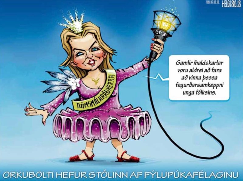 Skopmynd Helga Sig sem birtist í Morgunblaðinu í gær.