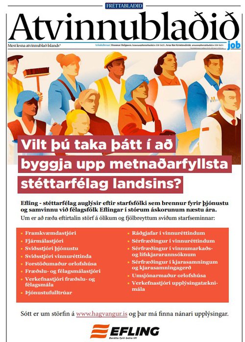 Heilsíðuauglýsing í Fréttablaðinu í dag. Mynd: Skjáskot/Fréttablaðið