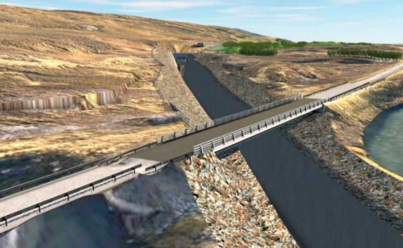 Opnir veituskurðir, um lengri eða skemmri veg, eru settir fram sem valkostur við framkvæmd Einbúavirkjunar. Mynd: Úr matsskýrslu