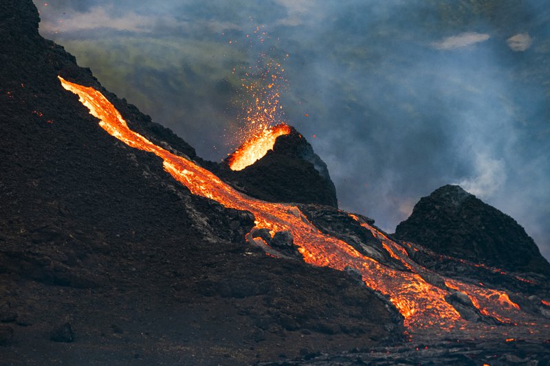 Eldgosið í Geldingadölum í fyrra. Mynd: Golli