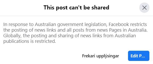 Skjáskot af Facebook