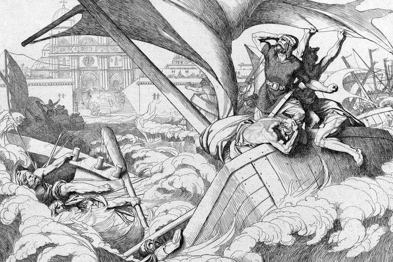 Floti Rússa bíður afhroð framan við strandvirki Konstantínópel Mynd: Aðsend