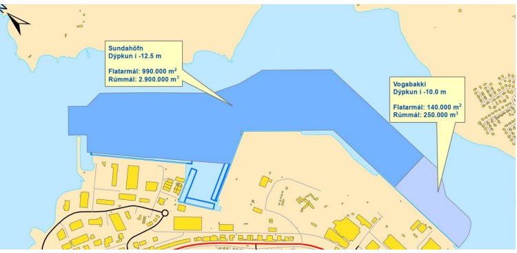 Fyrirhugað dýpkunarsvæði á Viðeyjarsundi. Mynd: Úr tillögu að matsáætlun