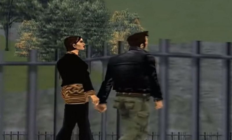 Claude leiðir kærustuna sína Mariu í GTA 3.