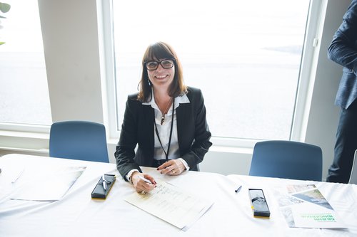 Frá kynningu á viljayfirlýsingu um uppbyggingu græns iðngarðs á Grundartanga í Hvalfjarðarsveit. Mynd: Aðsend