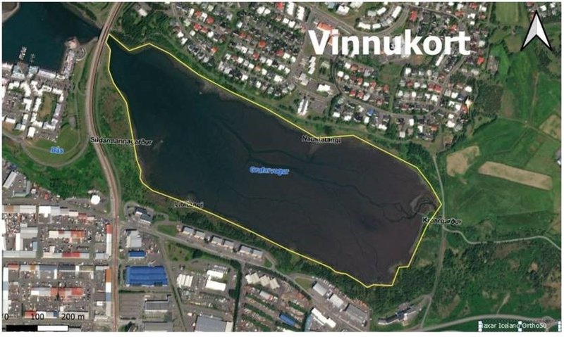 Tillaga að friðlýsingarmörkum. Mynd: Umhverfisstofnun