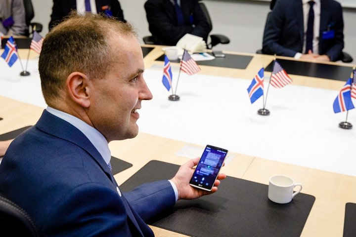 Guðni Th. Jóhannesson í heimsókn sinni til Seattle.