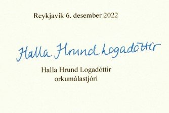 Undirskrift orkumálastjóra á virkjunarleyfi Hvammsvirkjunar.