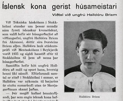 Halldóra Briem léði fyrstu Ungfrú Klukku rödd sína. Hún var fyrst íslenskra kvenna til að læra arkitektúr.