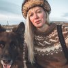 Heiða Guðný ásamt tryggum vini sínum, hundinum Fífli.