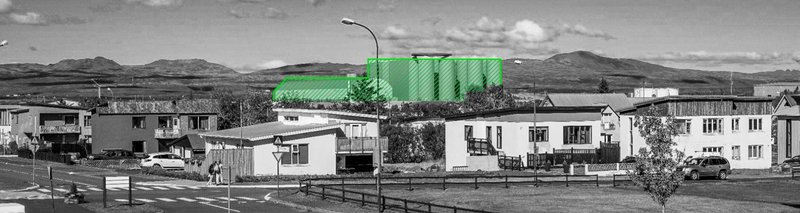 Tölvuteikning sem sýnir byggingarmagn áformaðrar verksmiðju Heidelberg Matierials í Þorlákshöfn. Síló verksmiðjunnar yrðu um 40-50 metrar á hæð. Mynd: Úr kynningarbæklingi Heidelberg.