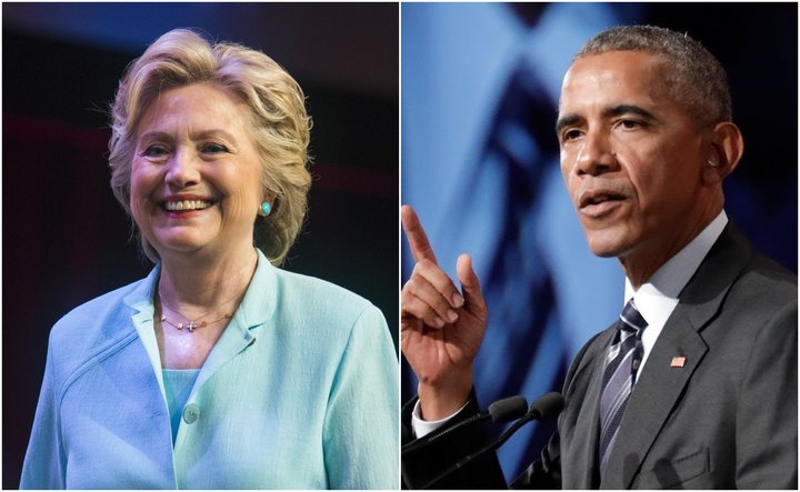 Hillary Clinton og Barack Obama.